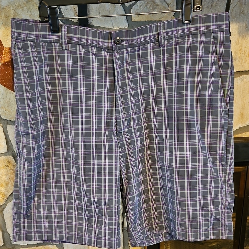 Hogan Gray and Purple Flat Front Casual Shorts